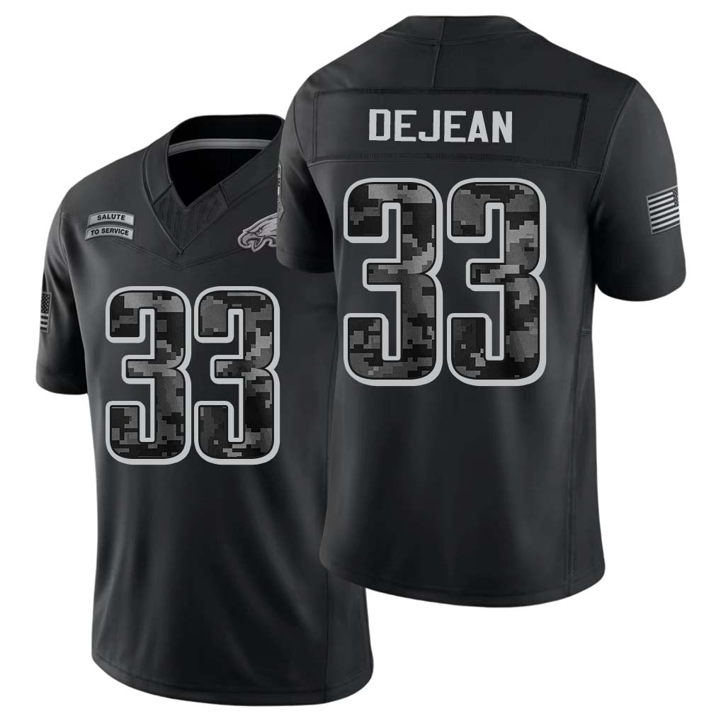 Philadelphia #33 DeJean Player Football V Neck Short Sleeve Black Jersey Cooper For Men Youth Women Gift