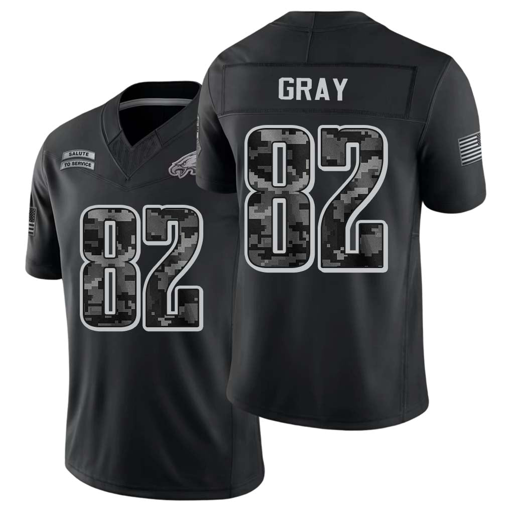 Philadelphia #82 Gray Player Football V Neck Short Sleeve Black Jersey Danny For Men Youth Women Gift