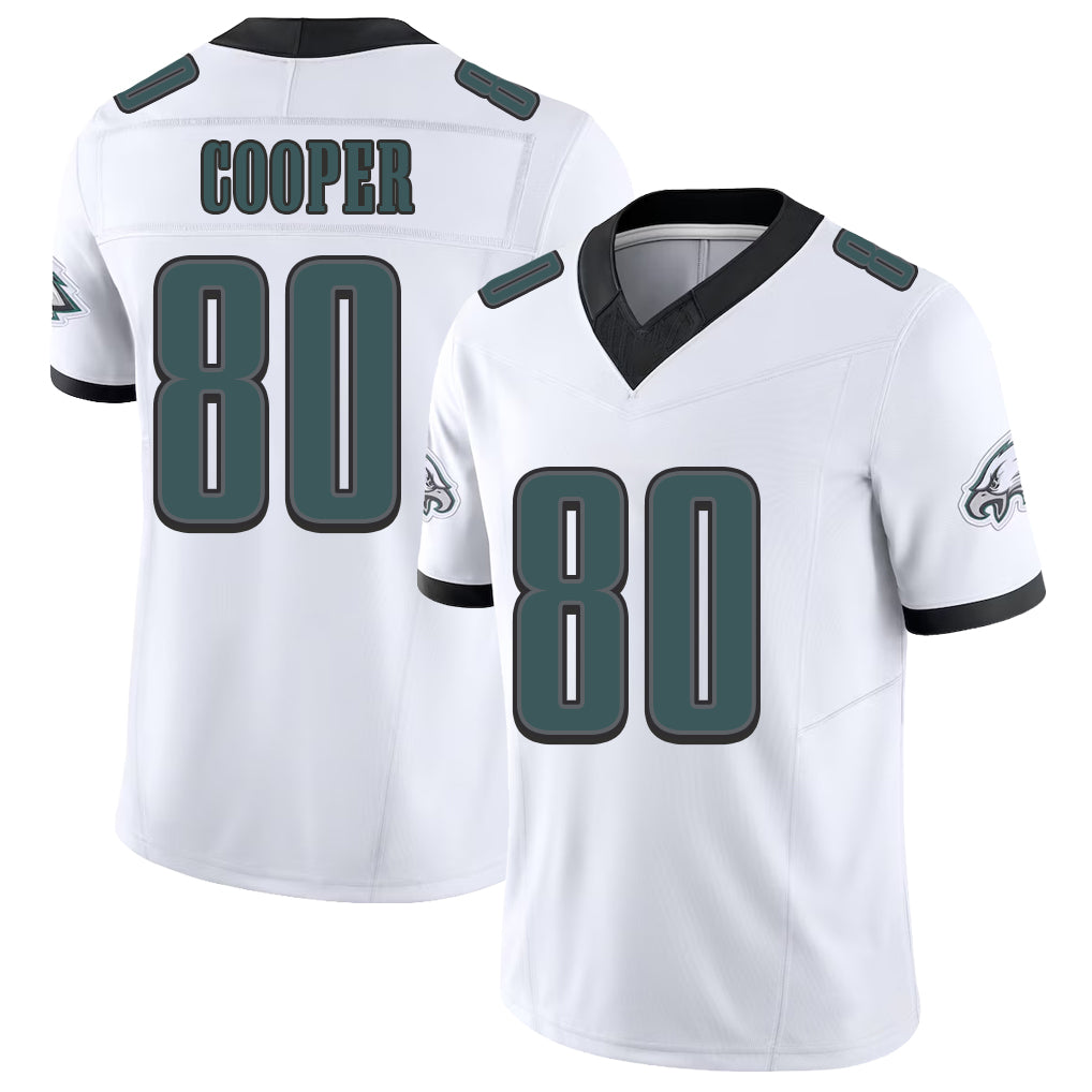 Philadelphia #80 Cooper Player Football V Neck Short Sleeve White Jersey Darius For Men Youth Women Gift