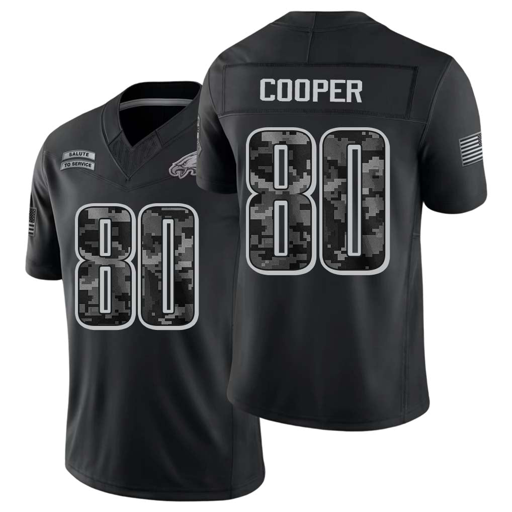 Philadelphia #80 Cooper Player Football V Neck Short Sleeve Black Jersey Darius For Men Youth Women Gift