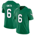 Philadelphia #6 Smith Player Football V Neck Short Sleeve Kelly Green Jersey DeVonta For Men Youth Women Gift