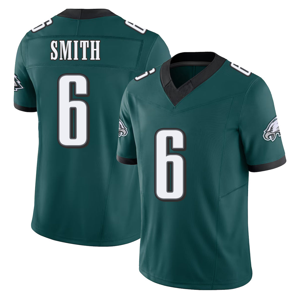 Philadelphia #6 Smith Player Football V Neck Short Sleeve Midnight Green Jersey DeVonta For Men Youth Women Gift
