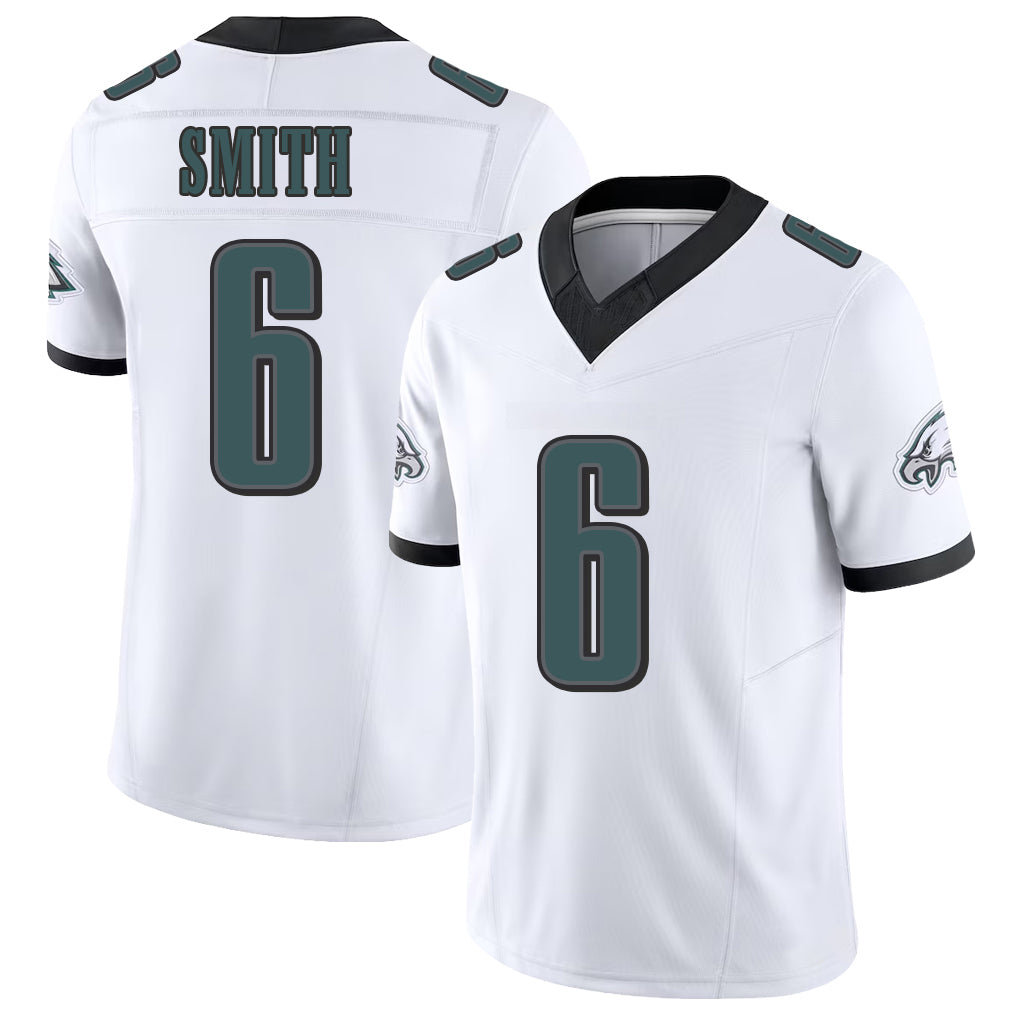 Philadelphia #6 Smith Player Football V Neck Short Sleeve White Jersey DeVonta For Men Youth Women Gift