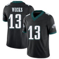 Philadelphia #13 Wicks Player Football V Neck Short Sleeve Black Jersey Dontayvion For Men Youth Women Gift