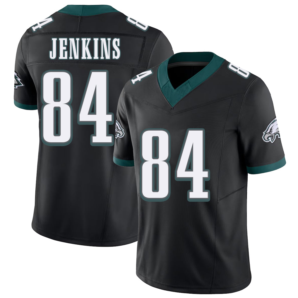 Philadelphia #84 Jenkins Player Football V Neck Short Sleeve Black Jersey E.J. For Men Youth Women Gift