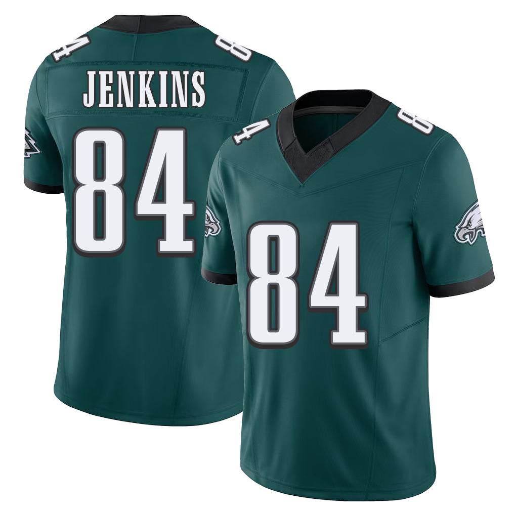 Philadelphia #84 Jenkins Player Football V Neck Short Sleeve Midnight Green Jersey E.J. For Men Youth Women Gift