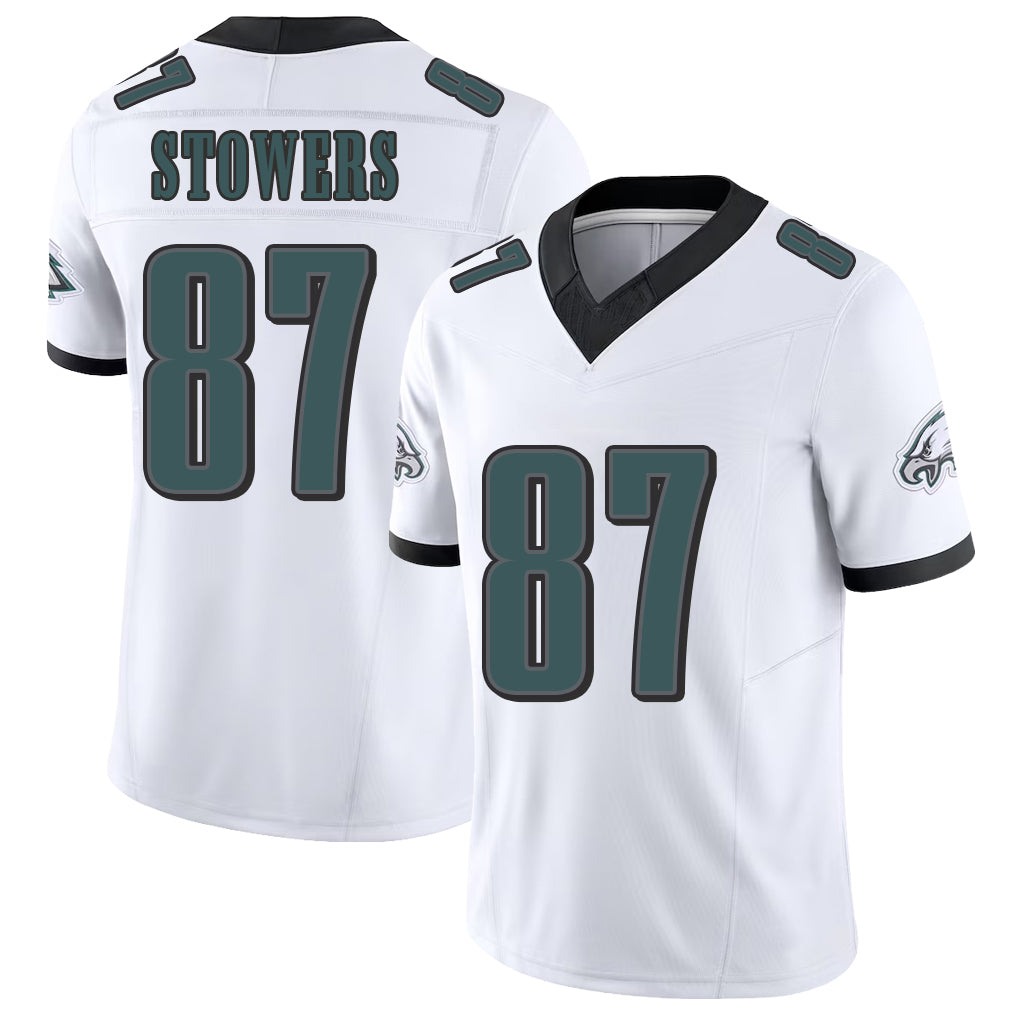 Philadelphia #87 Stowers Player Football V Neck Short Sleeve White Jersey Eli For Men Youth Women Gift