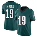 Philadelphia #19 Moore Player Football V Neck Short Sleeve Midnight Green Jersey Elijah For Men Youth Women Gift