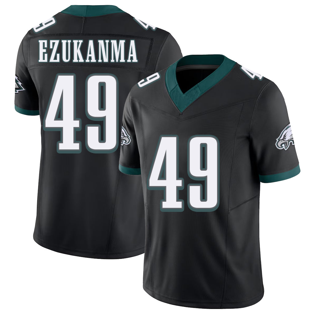 Philadelphia #49 Ezukanma Player Football V Neck Short Sleeve Black Jersey Erik For Men Youth Women Gift