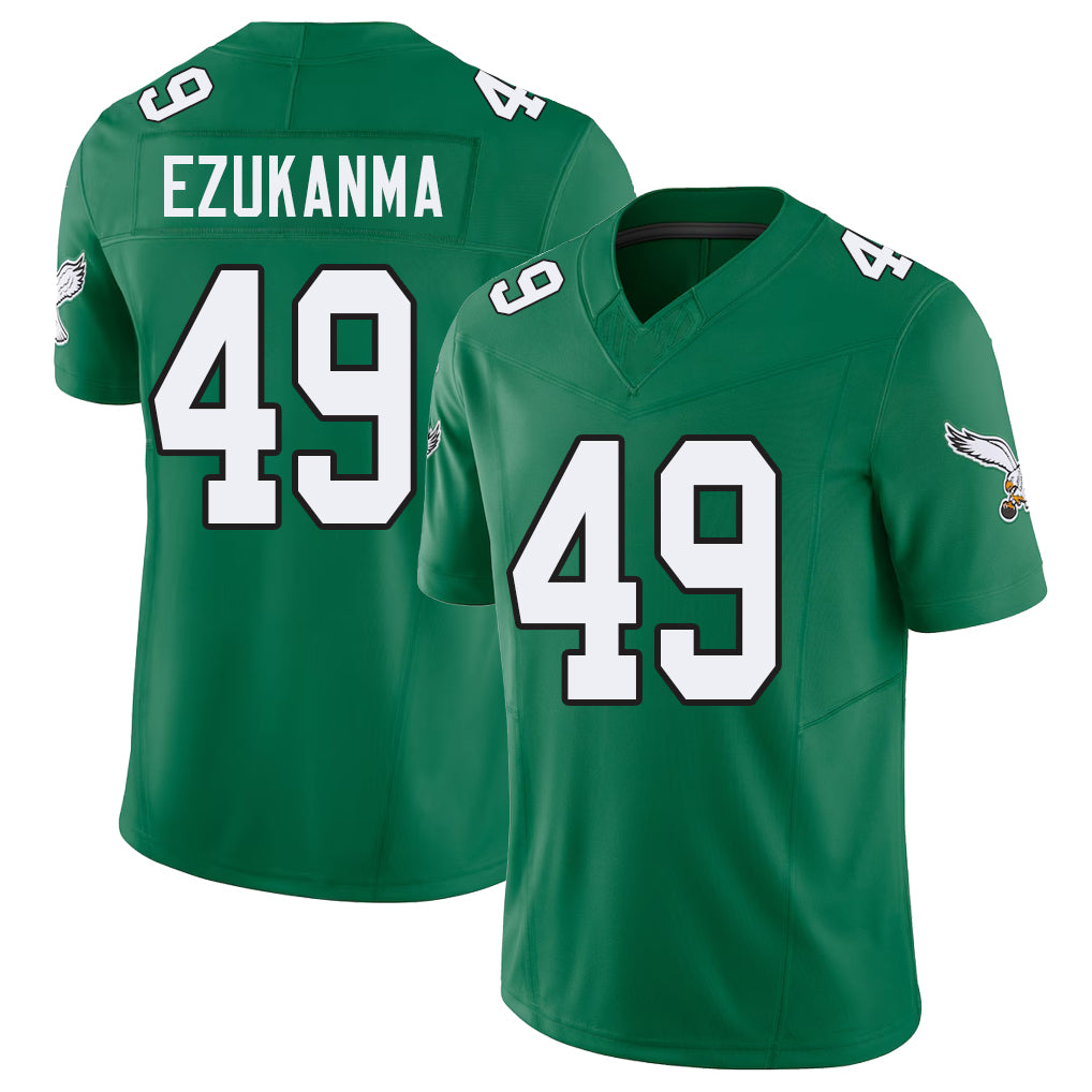 Philadelphia #49 Ezukanma Player Football V Neck Short Sleeve Kelly Green Jersey Erik For Men Youth Women Gift