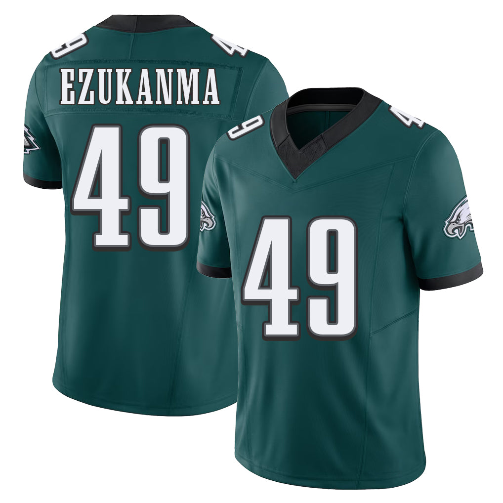 Philadelphia #49 Ezukanma Player Football V Neck Short Sleeve Midnight Green Jersey Erik For Men Youth Women Gift