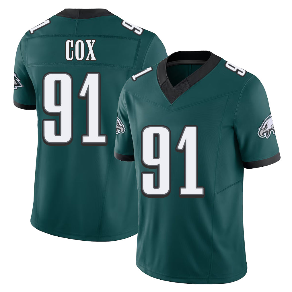 Philadelphia #91 Cox Player Football V Neck Short Sleeve Midnight Green Jersey Fletcher For Men Youth Women Gift