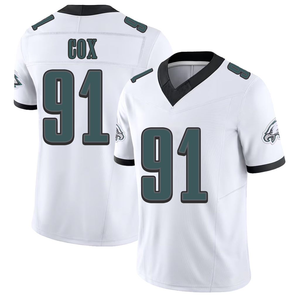 Philadelphia #91 Cox Player Football V Neck Short Sleeve White Jersey Fletcher For Men Youth Women Gift