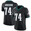 Philadelphia #74 Johnson Player Football V Neck Short Sleeve Black Jersey Fred For Men Youth Women Gift