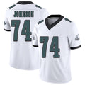 Philadelphia #74 Johnson Player Football V Neck Short Sleeve White Jersey Fred For Men Youth Women Gift