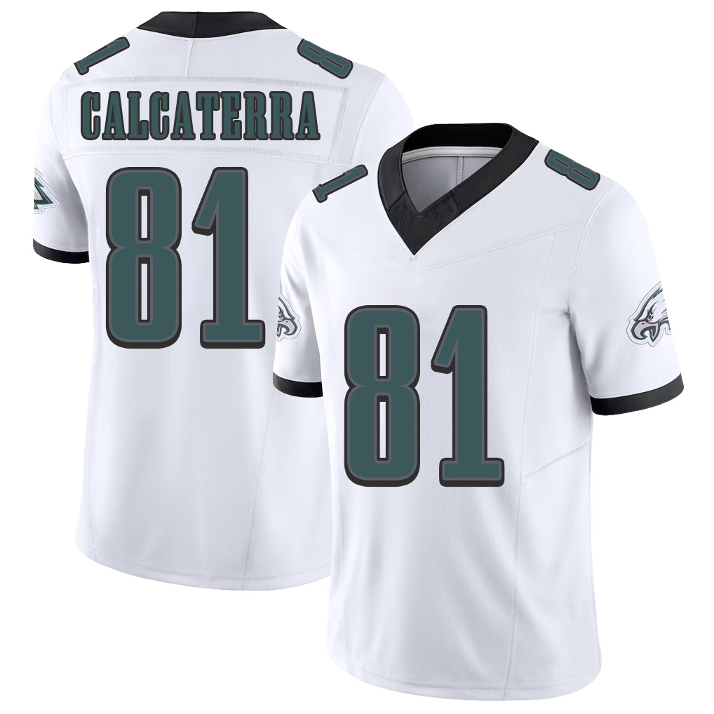 Philadelphia #81 Calcaterra Player Football V Neck Short Sleeve White Jersey Grant For Men Youth Women Gift
