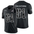 Philadelphia #81 Calcaterra Player Football V Neck Short Sleeve Black Jersey Grant For Men Youth Women Gift