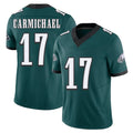 Philadelphia #17 Carmichael Player Football V Neck Short Sleeve Midnight Green Jersey Harold For Men Youth Women Gift