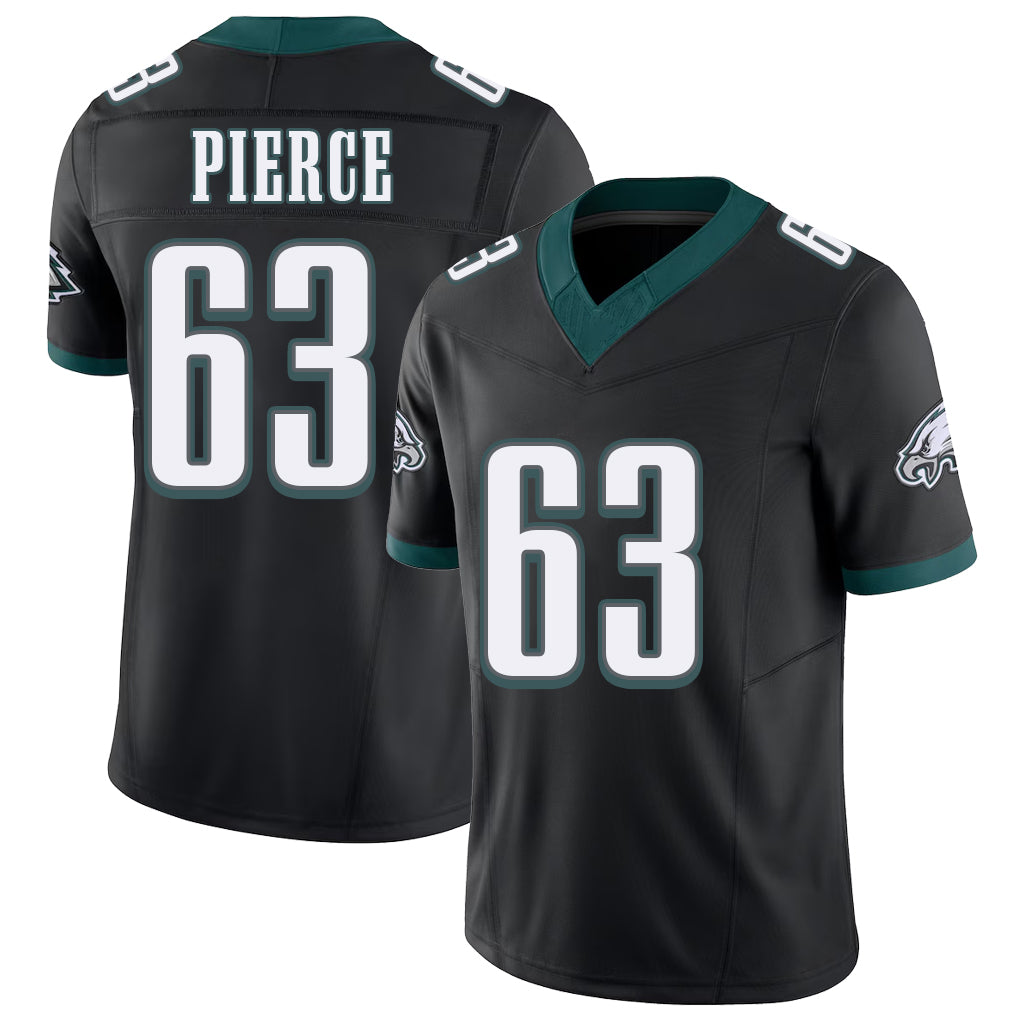 Philadelphia #63 Pierce Player Football V Neck Short Sleeve Black Jersey Hollin For Men Youth Women Gift