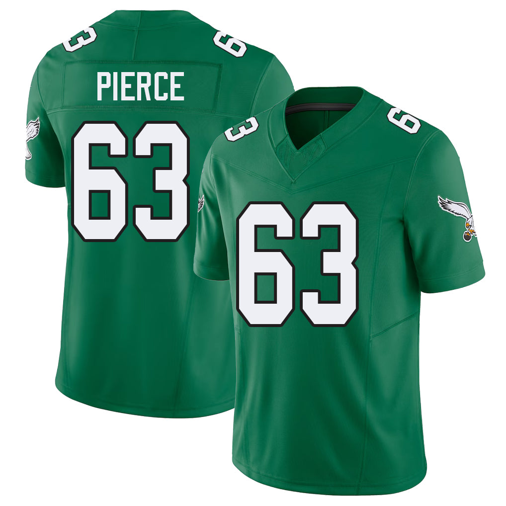 Philadelphia #63 Pierce Player Football V Neck Short Sleeve Kelly Green Jersey Hollin For Men Youth Women Gift