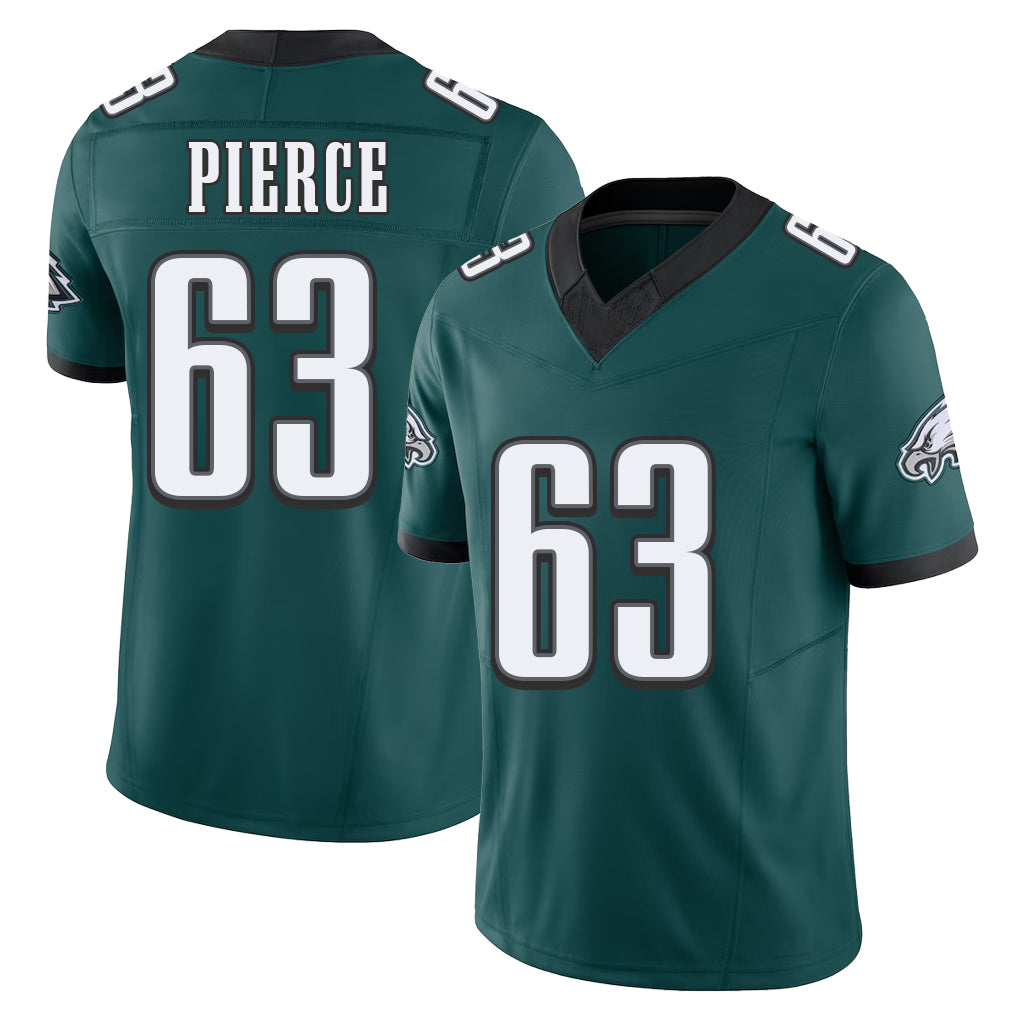 Philadelphia #63 Pierce Player Football V Neck Short Sleeve Midnight Green Jersey Hollin For Men Youth Women Gift