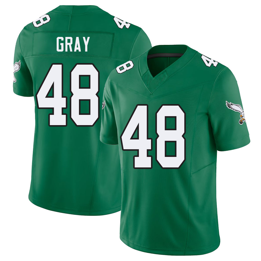 Philadelphia #48 Gray Player Football V Neck Short Sleeve Kelly Green Jersey J.T. For Men Youth Women Gift