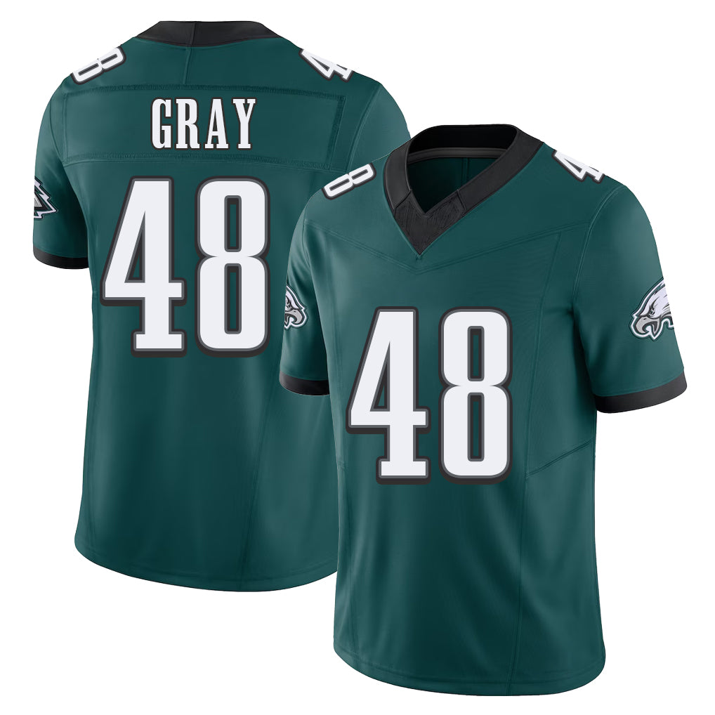 Philadelphia #48 Gray Player Football V Neck Short Sleeve Midnight Green Jersey J.T. For Men Youth Women Gift