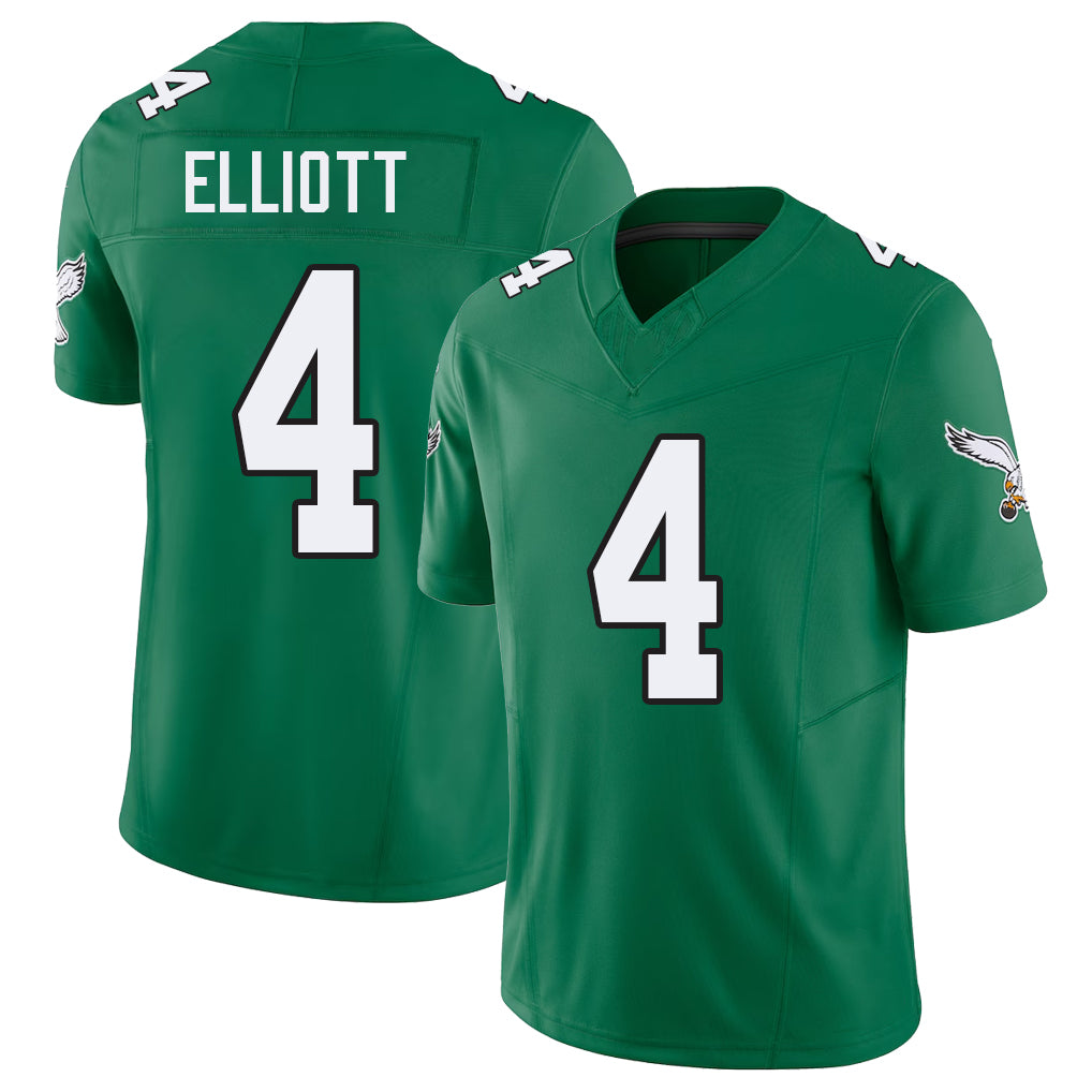 Philadelphia #4 Elliott Player Football V Neck Short Sleeve Kelly Green Jersey Jake For Men Youth Women Gift