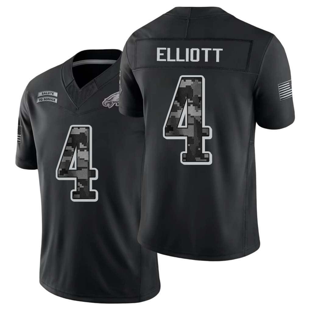 Philadelphia #4 Elliott Player Football V Neck Short Sleeve Black Jersey Jake For Men Youth Women Gift