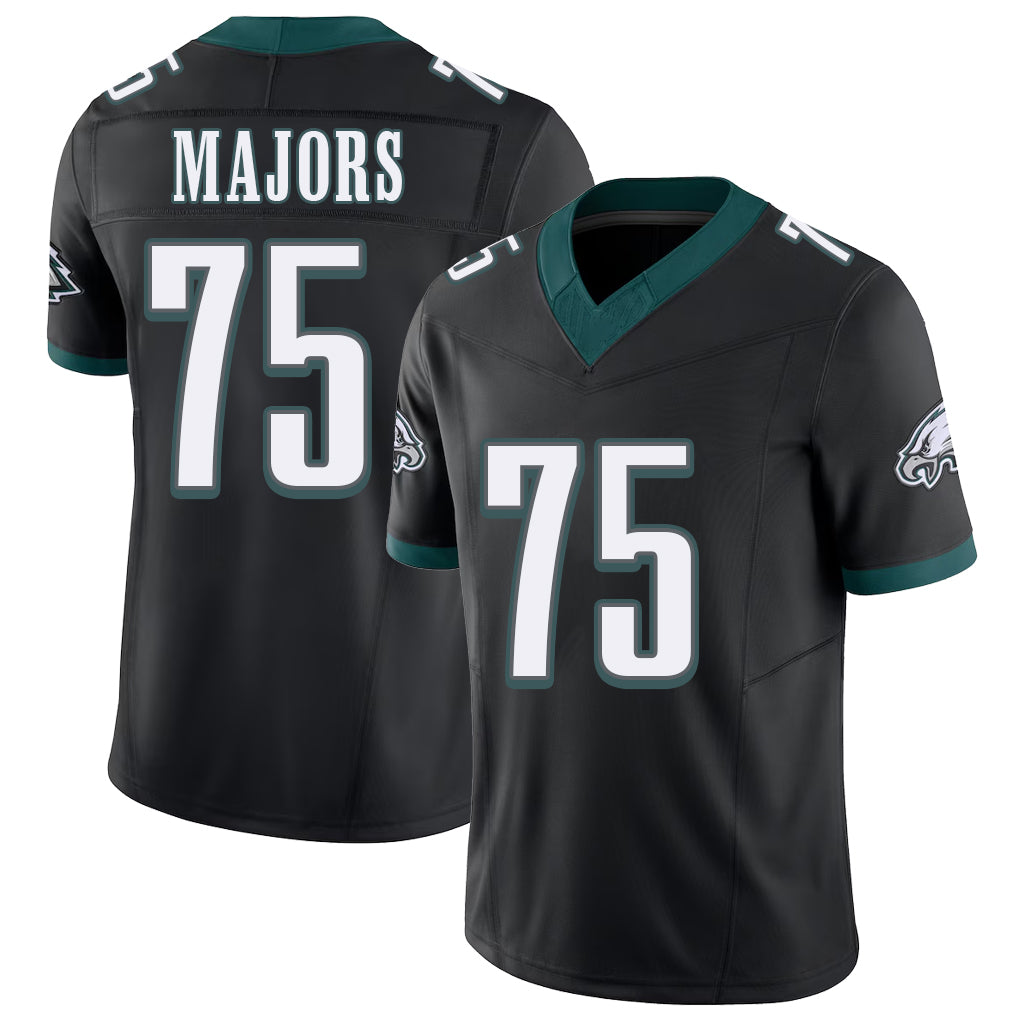 Philadelphia #75 Majors Player Football V Neck Short Sleeve Black Jersey Jake For Men Youth Women Gift