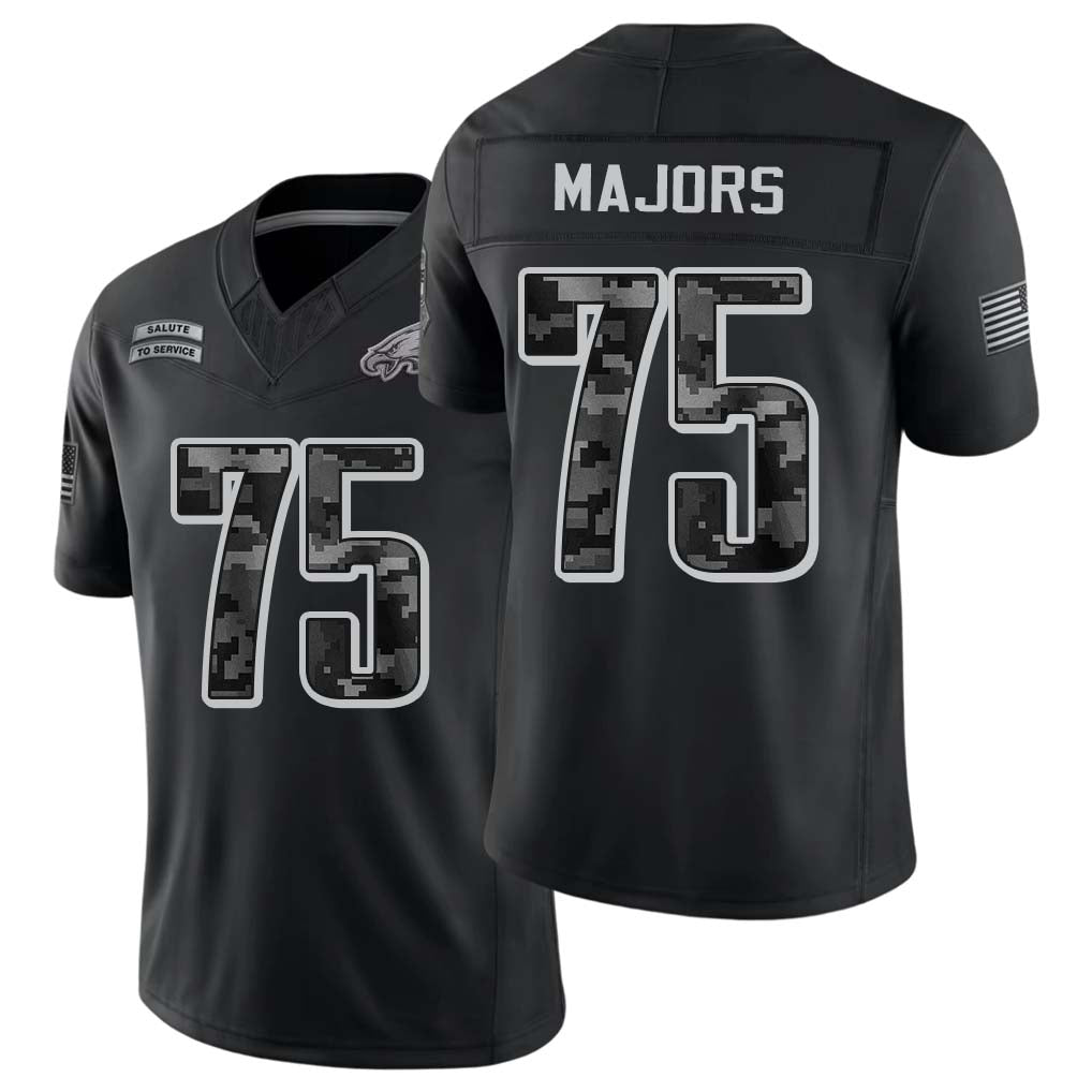Philadelphia #75 Majors Player Football V Neck Short Sleeve Black Jersey Jake For Men Youth Women Gift
