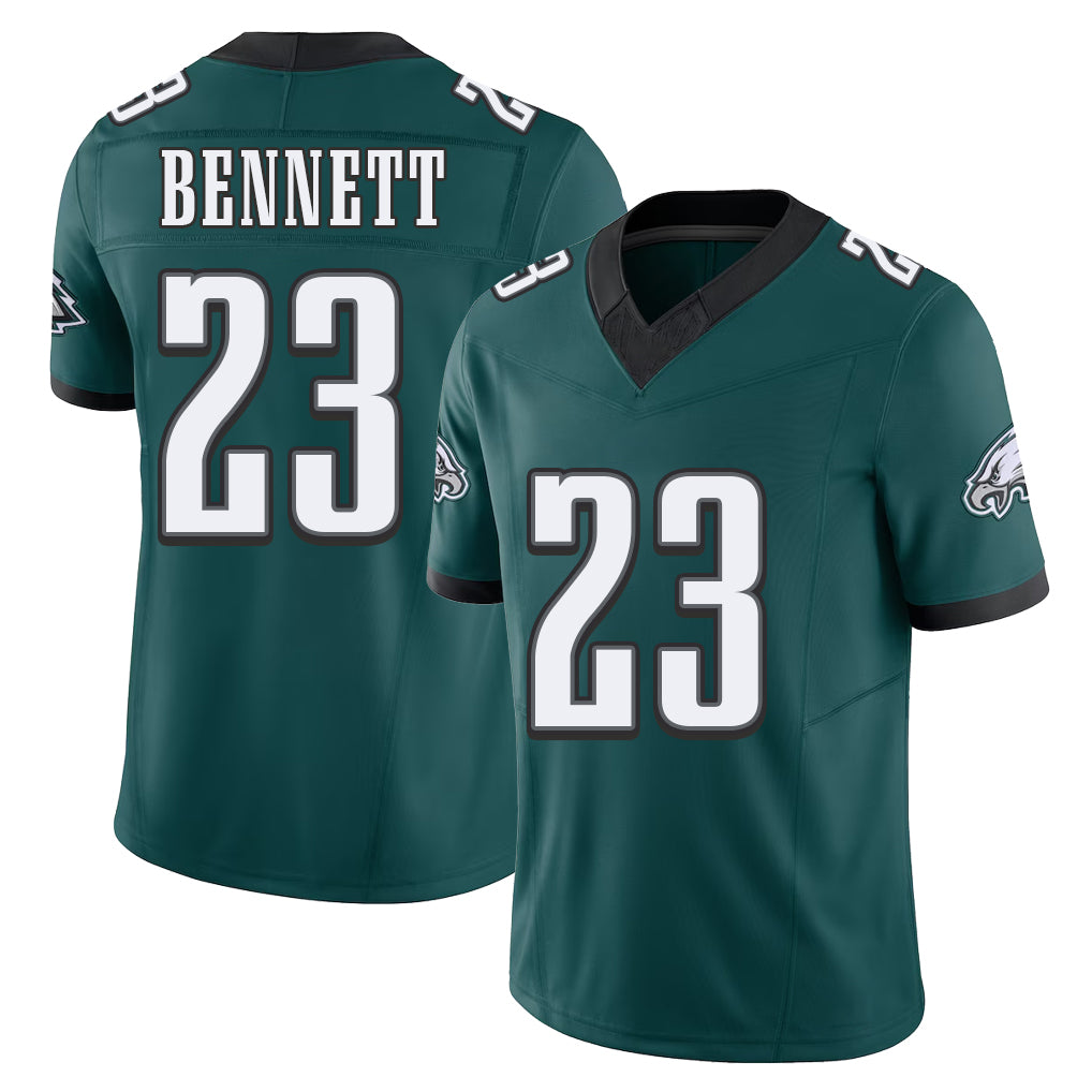 Philadelphia #23 Bennett Player Football V Neck Short Sleeve Midnight Green Jersey Jakorian For Men Youth Women Gift