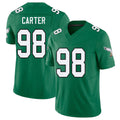 Philadelphia #98 Carter Player Football V Neck Short Sleeve Kelly Green Jersey Jalen For Men Youth Women Gift