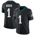Philadelphia #1 Hurts Player Football V Neck Short Sleeve Black Jersey Jalen For Men Youth Women Gift