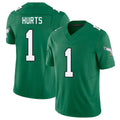 Philadelphia #1 Hurts Player Football V Neck Short Sleeve Kelly Green Jersey Jalen For Men Youth Women Gift