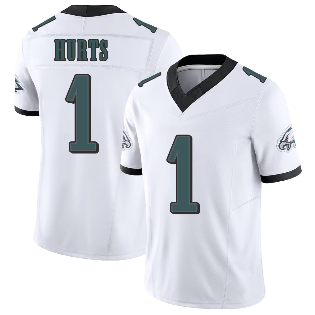 Philadelphia #1 Hurts Player Football V Neck Short Sleeve White Jersey Jalen For Men Youth Women Gift