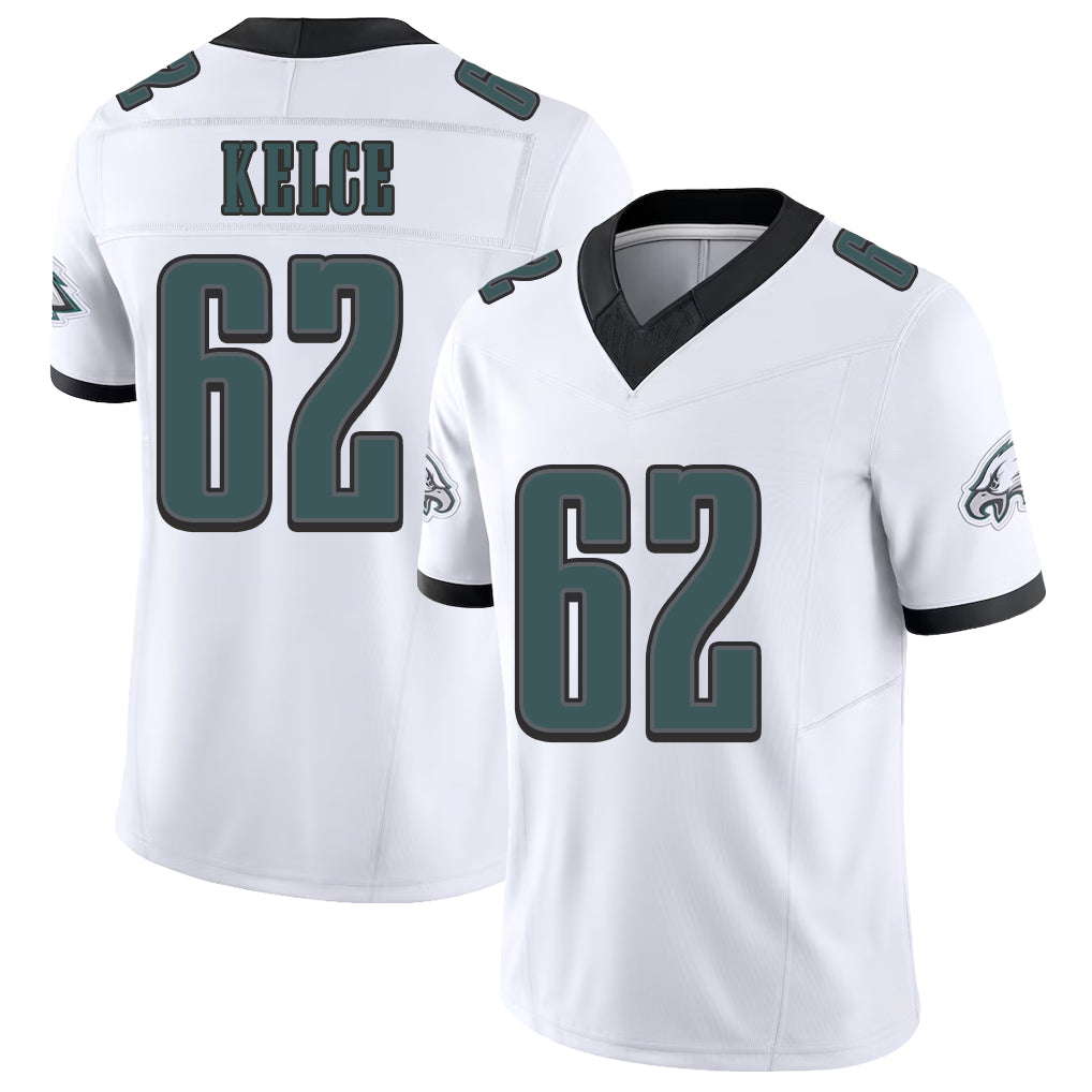 Philadelphia #62 Kelce Player Football V Neck Short Sleeve White Jersey Jason For Men Youth Women Gift