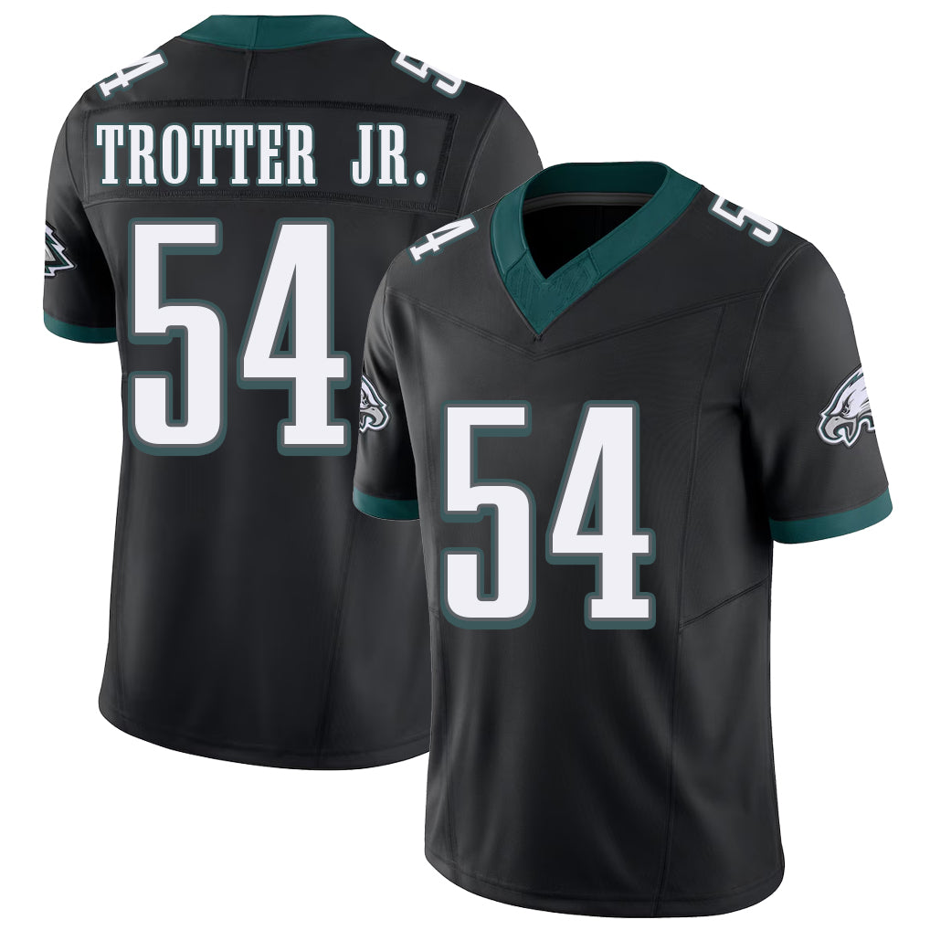 Philadelphia #54 Trotter Jr. Player Football V Neck Short Sleeve Black Jersey Jeremiah For Men Youth Women Gift