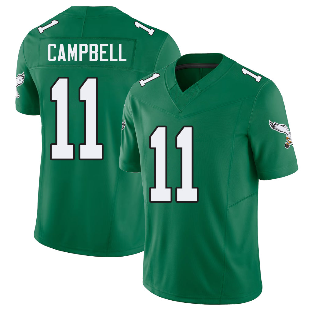 Philadelphia #11 Campbell Player Football V Neck Short Sleeve Kelly Green Jersey Jihaad For Men Youth Women Gift