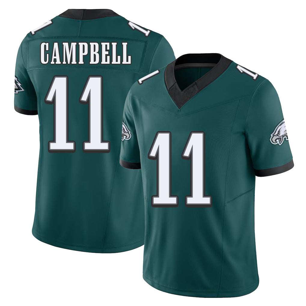 Philadelphia #11 Campbell Player Football V Neck Short Sleeve Midnight Green Jersey Jihaad For Men Youth Women Gift