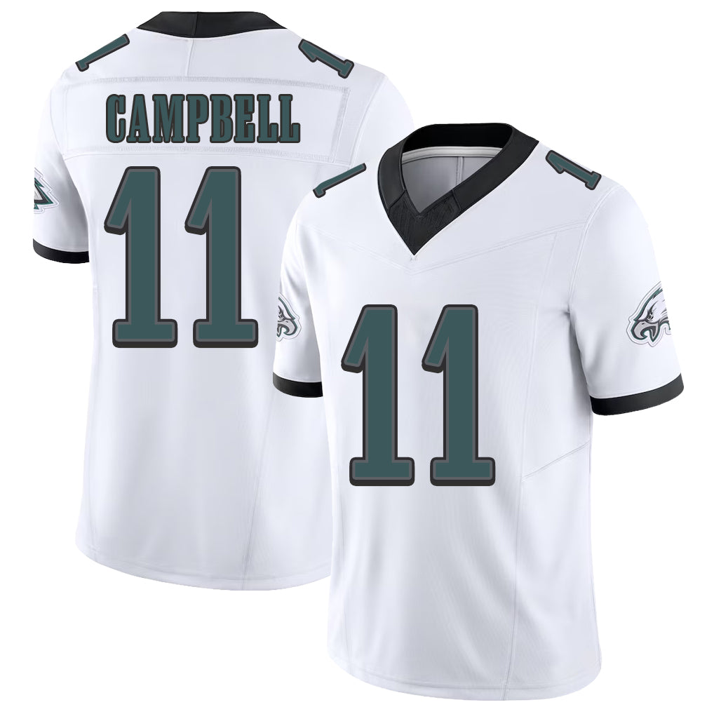 Philadelphia #11 Campbell Player Football V Neck Short Sleeve White Jersey Jihaad For Men Youth Women Gift