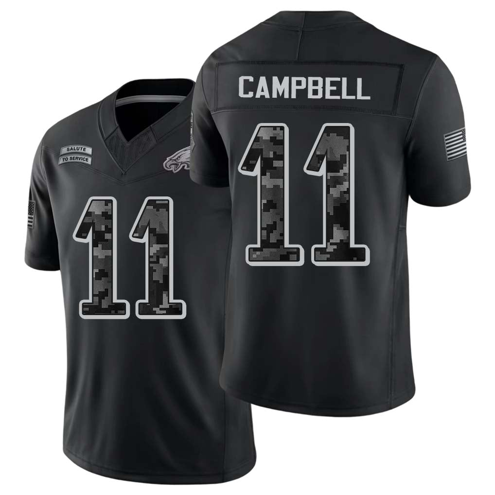Philadelphia #11 Campbell Player Football V Neck Short Sleeve Black Jersey Jihaad For Men Youth Women Gift