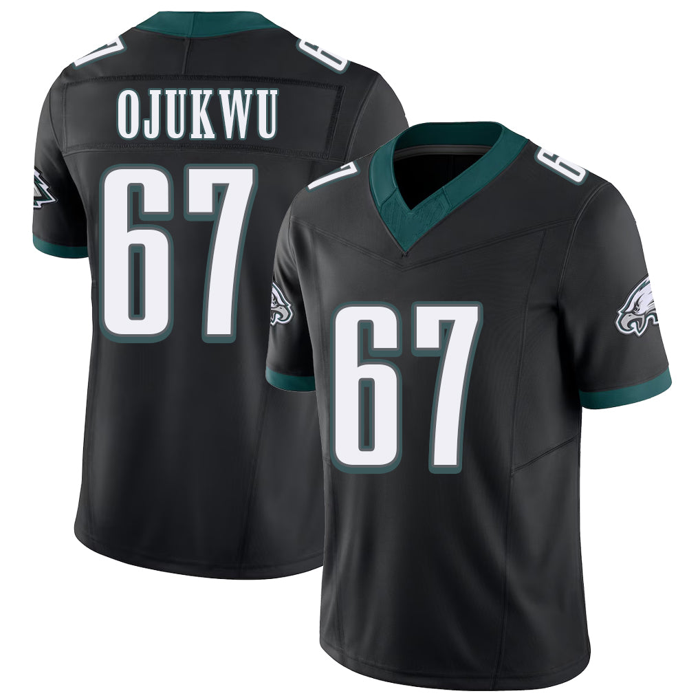 Philadelphia #67 Ojukwu Player Football V Neck Short Sleeve Black Jersey John For Men Youth Women Gift