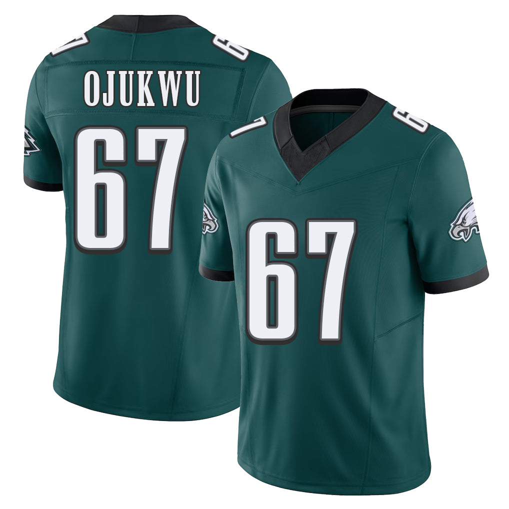 Philadelphia #67 Ojukwu Player Football V Neck Short Sleeve Midnight Green Jersey John For Men Youth Women Gift