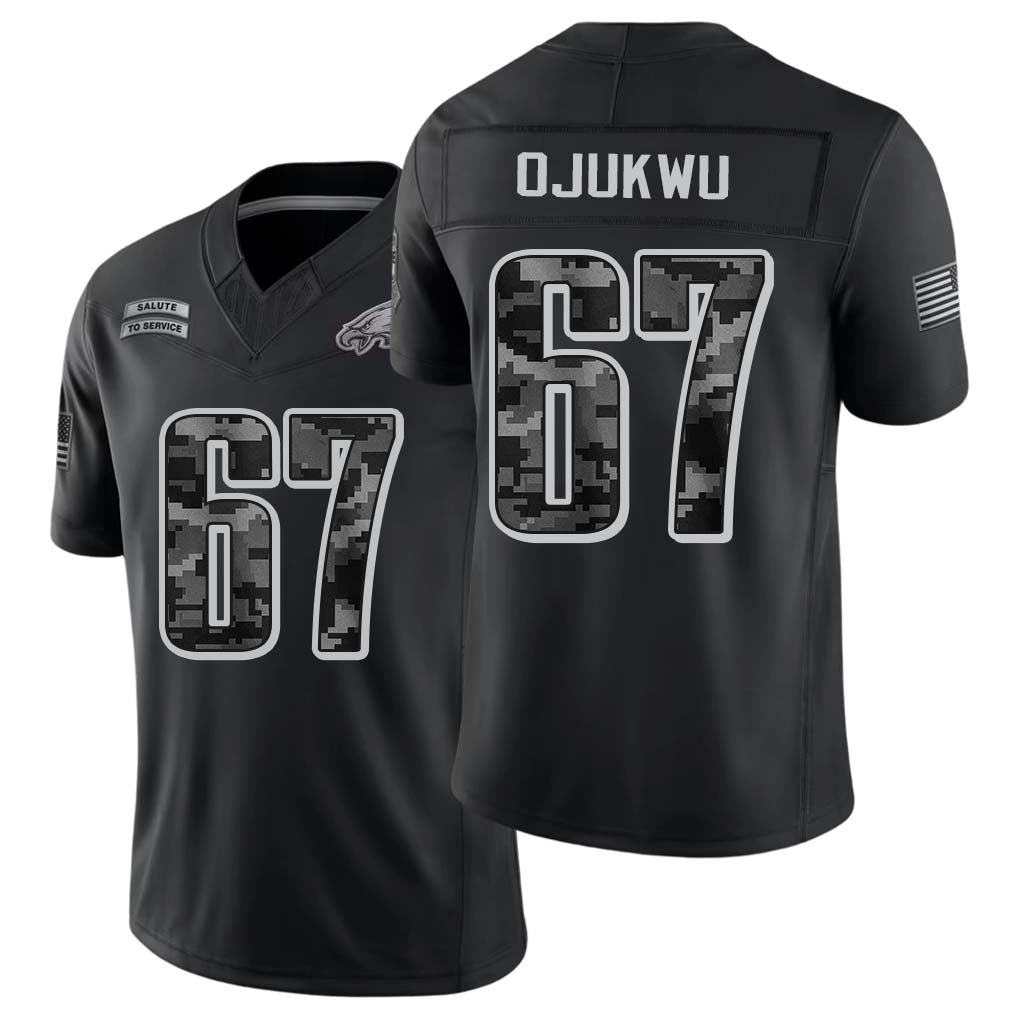 Philadelphia #67 Ojukwu Player Football V Neck Short Sleeve Black Jersey John For Men Youth Women Gift