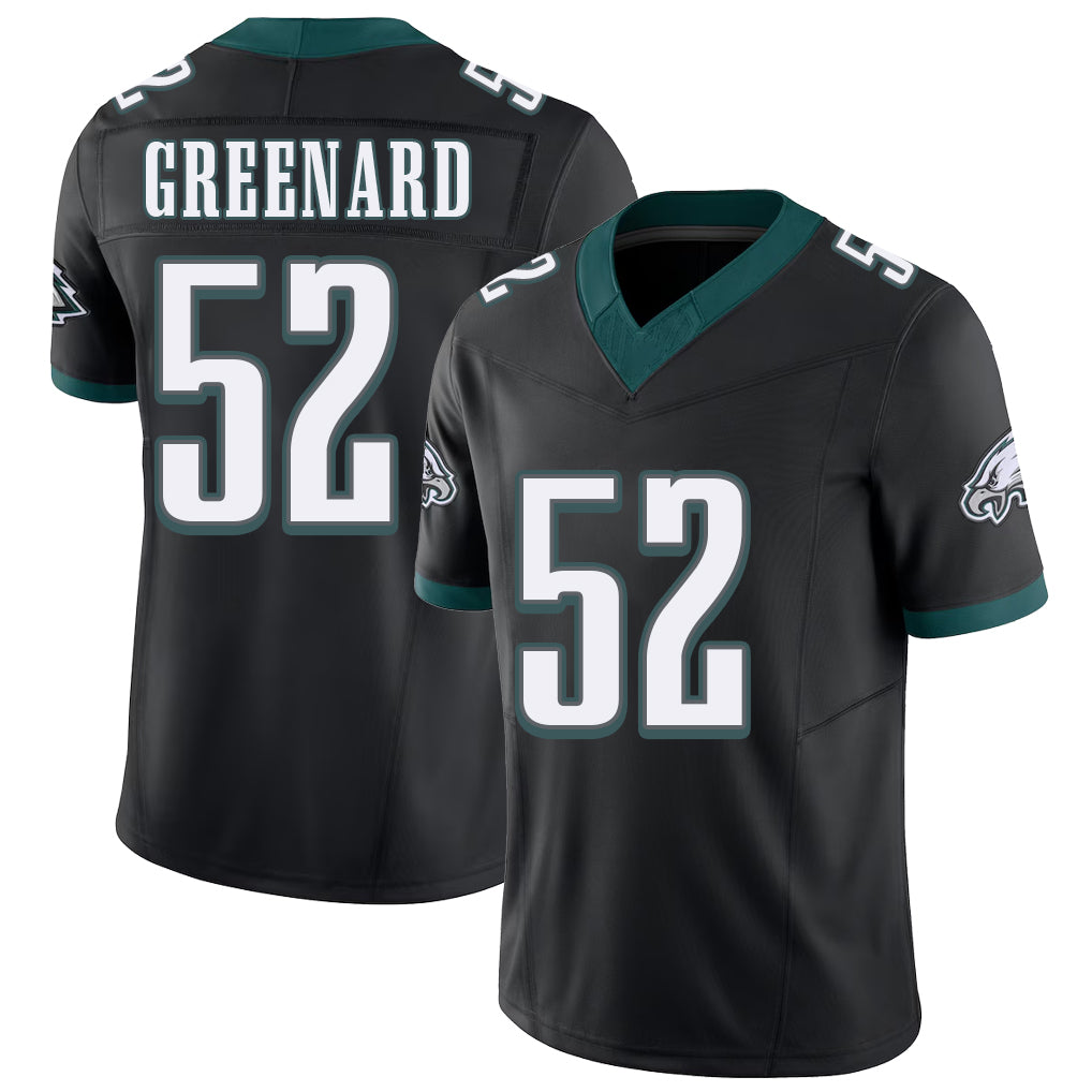 Philadelphia #52 Greenard Player Football V Neck Short Sleeve Black Jersey Jonathan For Men Youth Women Gift