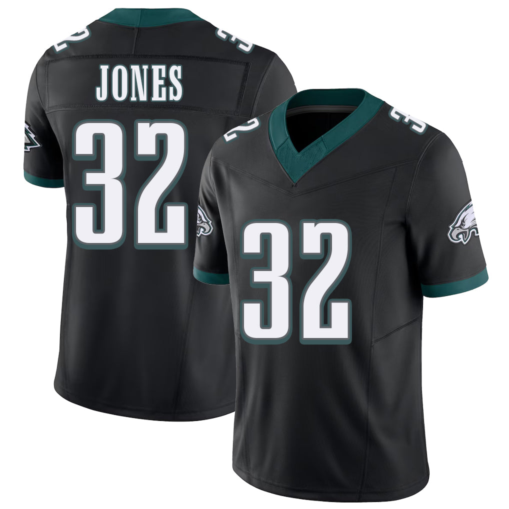 Philadelphia #32 Jones Player Football V Neck Short Sleeve Black Jersey Jonathan For Men Youth Women Gift