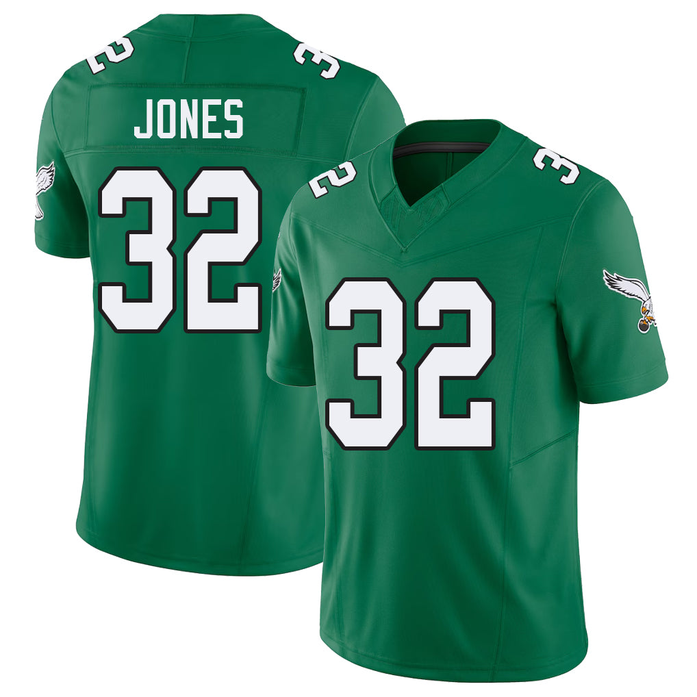 Philadelphia #32 Jones Player Football V Neck Short Sleeve Kelly Green Jersey Jonathan For Men Youth Women Gift