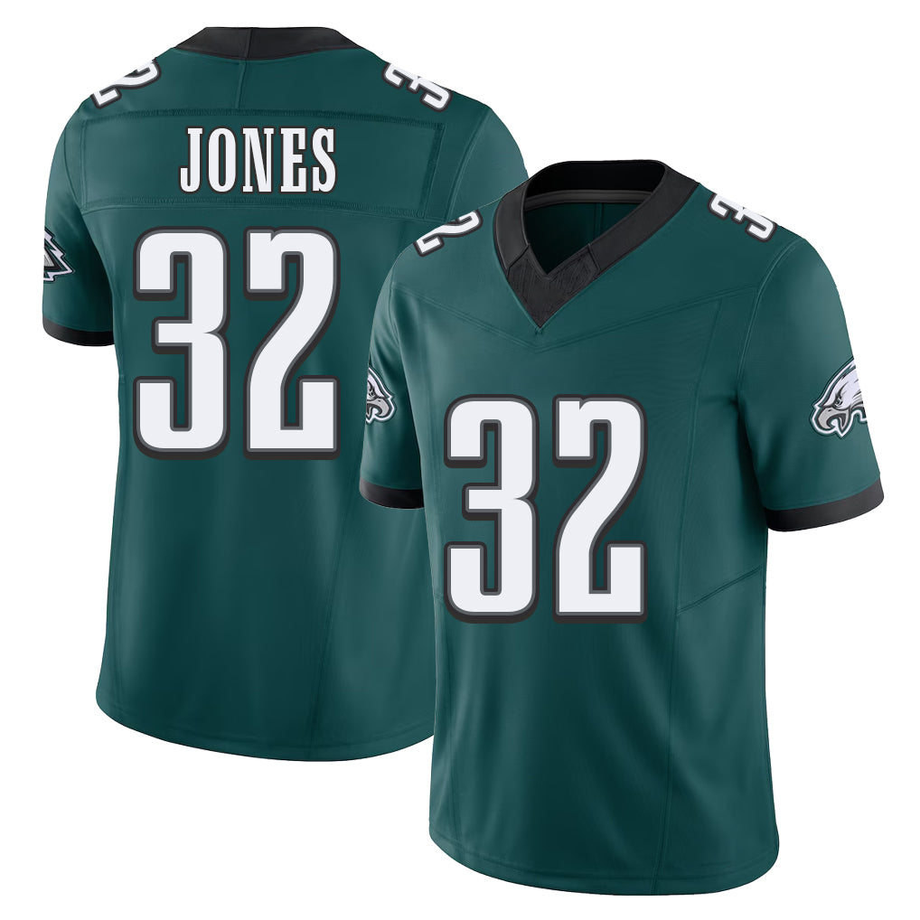 Philadelphia #32 Jones Player Football V Neck Short Sleeve Midnight Green Jersey Jonathan For Men Youth Women Gift