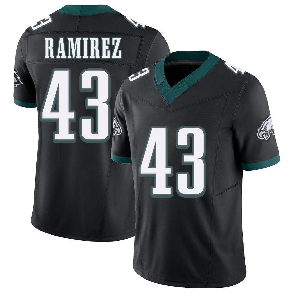 Philadelphia #43 Ramirez Player Football V Neck Short Sleeve Black Jersey Jose For Men Youth Women Gift